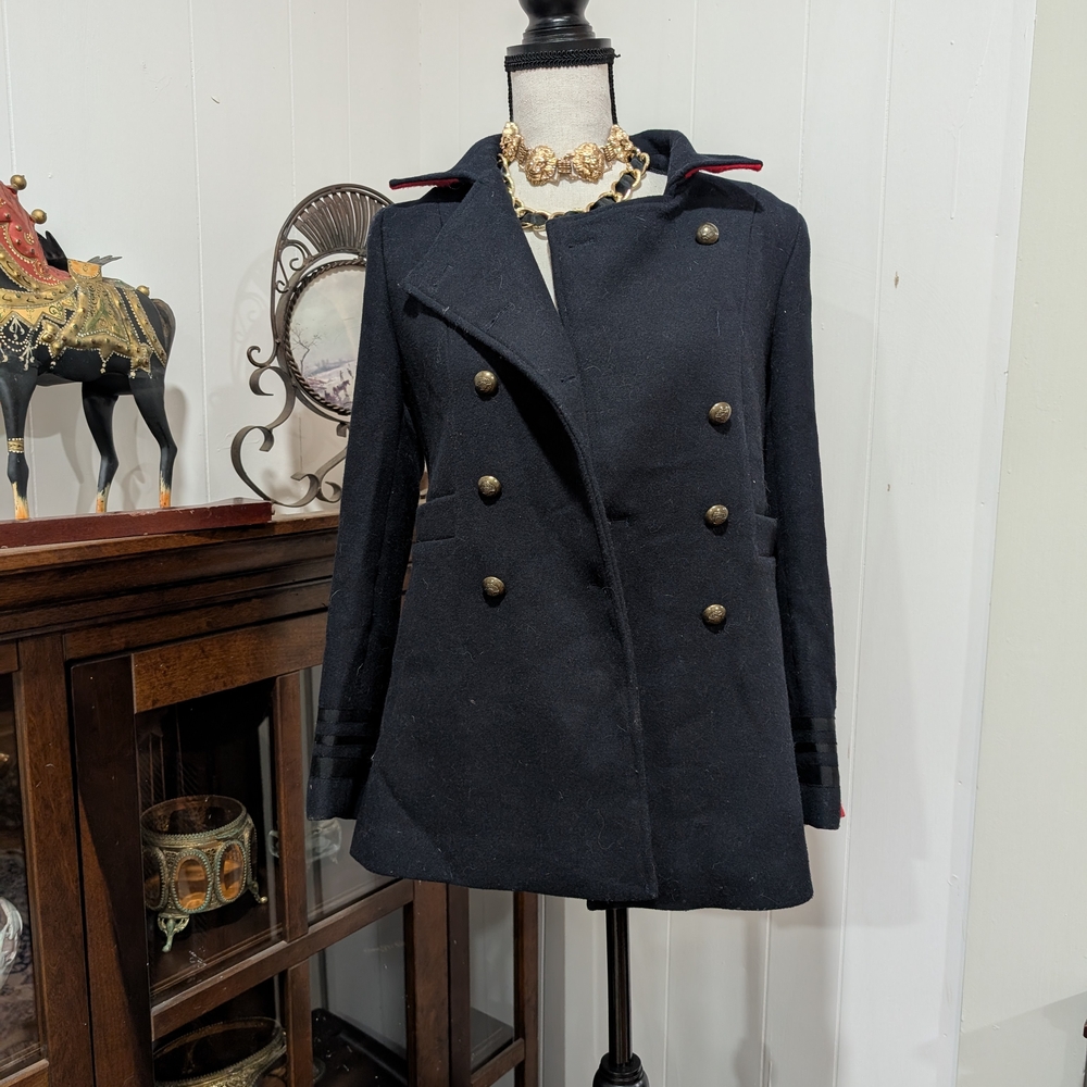 Women's Double-Breasted Black Coat